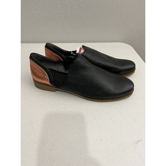 Lori Goldstein Flat Loafers Women 9.5 Black And Rose Gold Slip on Leather Upper - Picture 12 of 12
